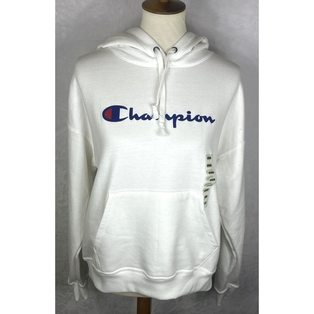Champion Loose Fit Women's Hoodie Sweatshirt Active Logo White Size Medium NEW